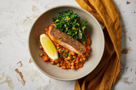 Crispy Salmon with Kale & Revithia Stew