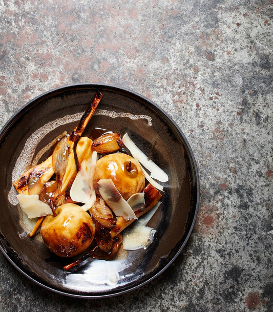 Roasted Apples with Onion Glaze and Gruyère