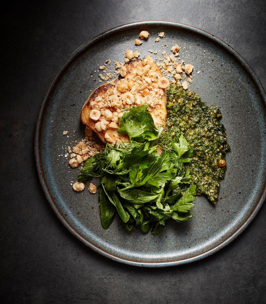 Swordfish Steaks with Pistou and Herb Salad