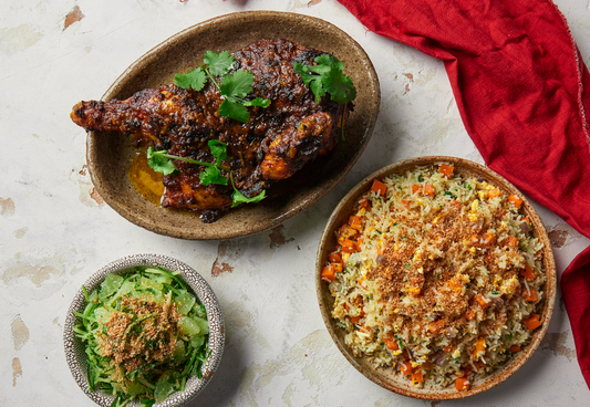 Kapitan Roast Chicken with Fried Rice & Cucumber Lime Salad
