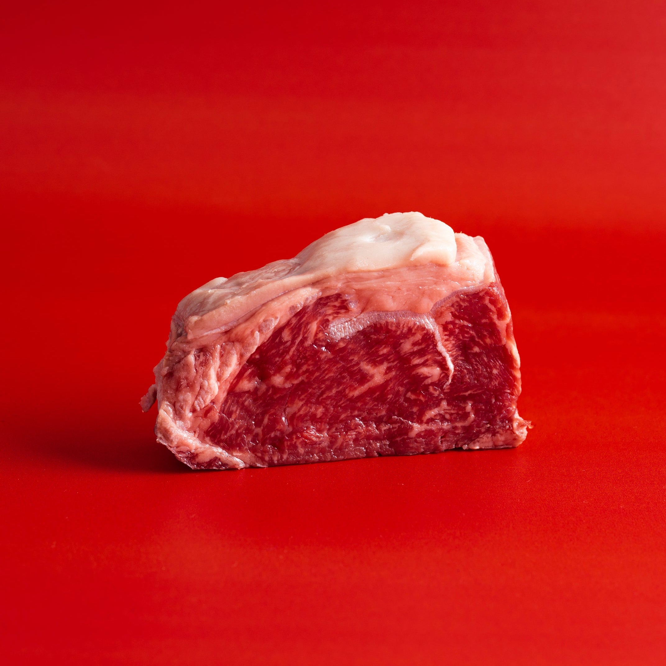 Raw meat on a red background