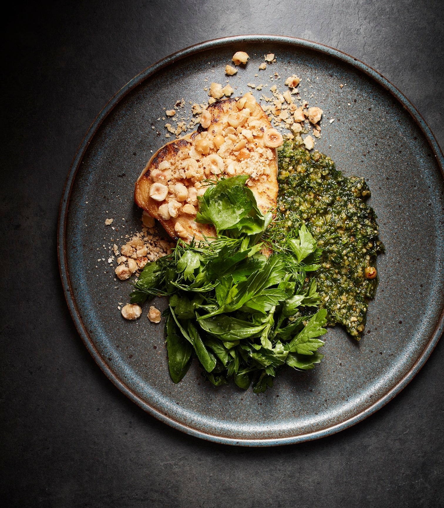 Swordfish Steaks with Pistou and Herb Salad