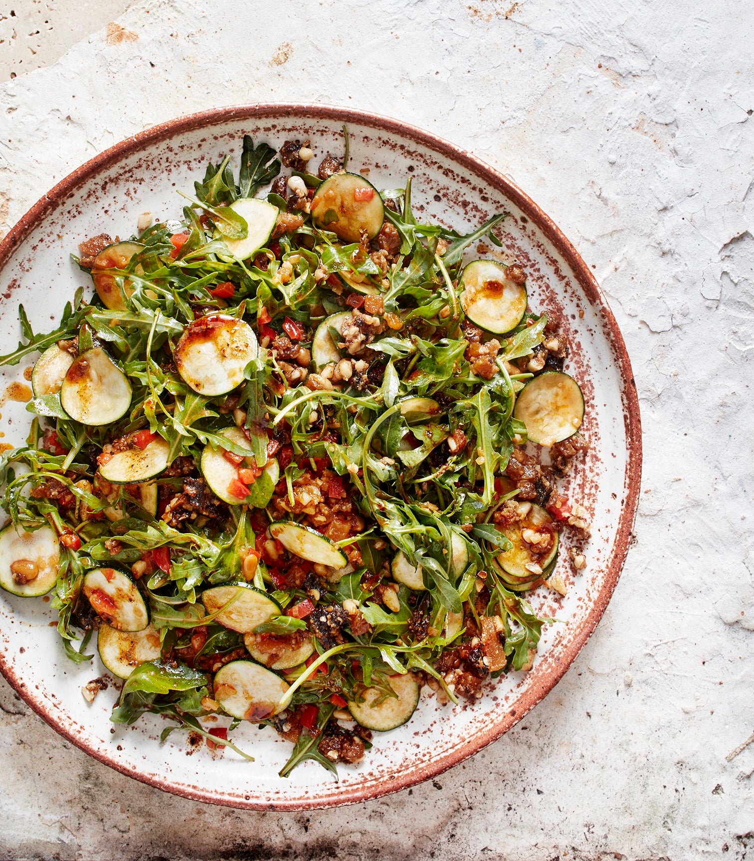 Zucchini and Rocket Salad with Dried Fruits