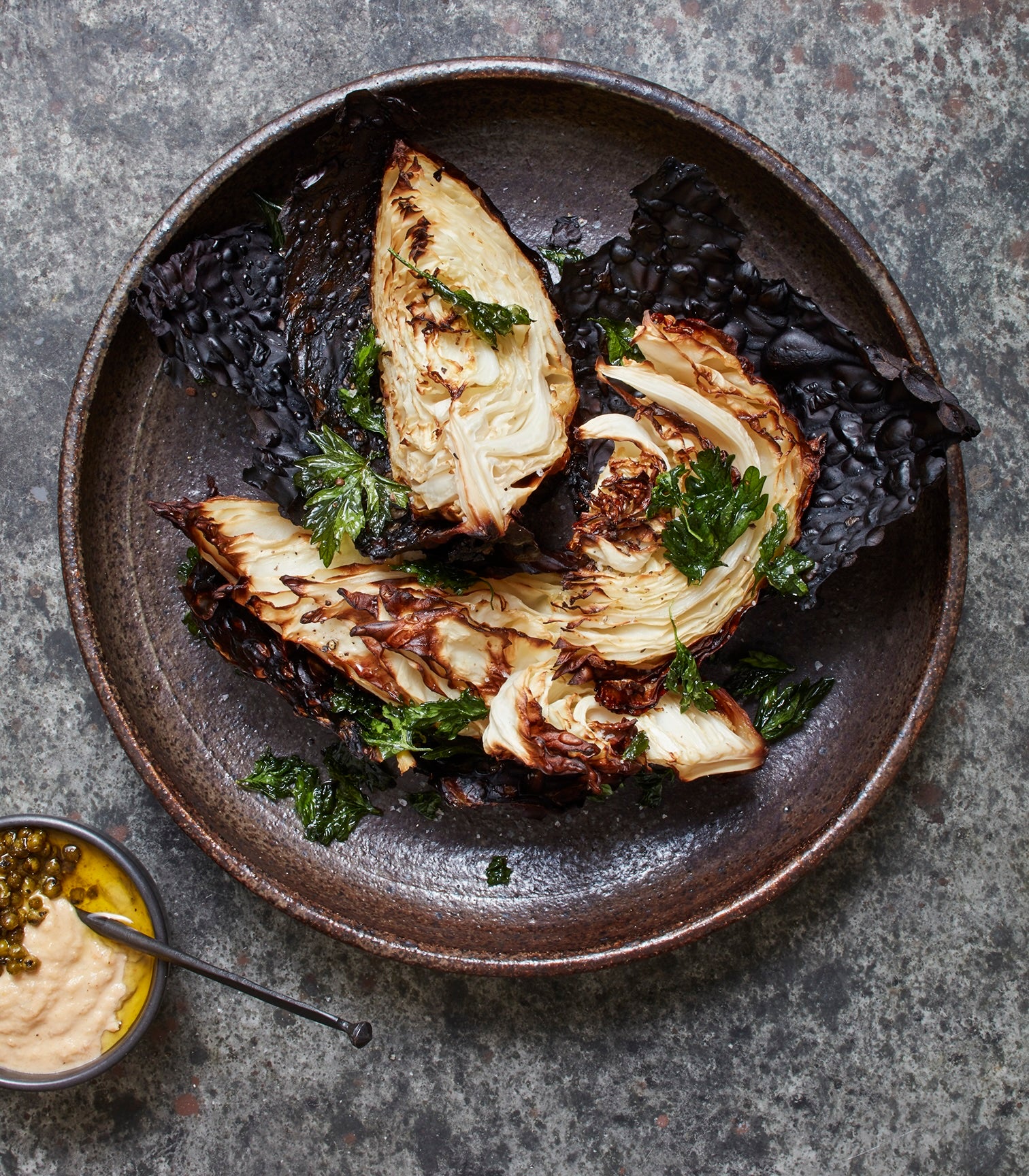 Whole Burnt Cabbage inspired by Vitello Tonnato