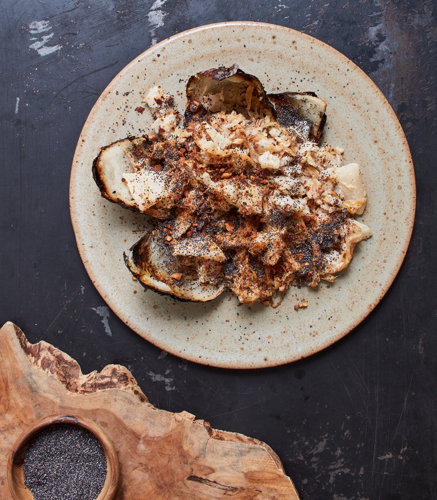 Salt-Baked Kohlrabi with Caramelised Onion Yoghurt and Poppy seeds