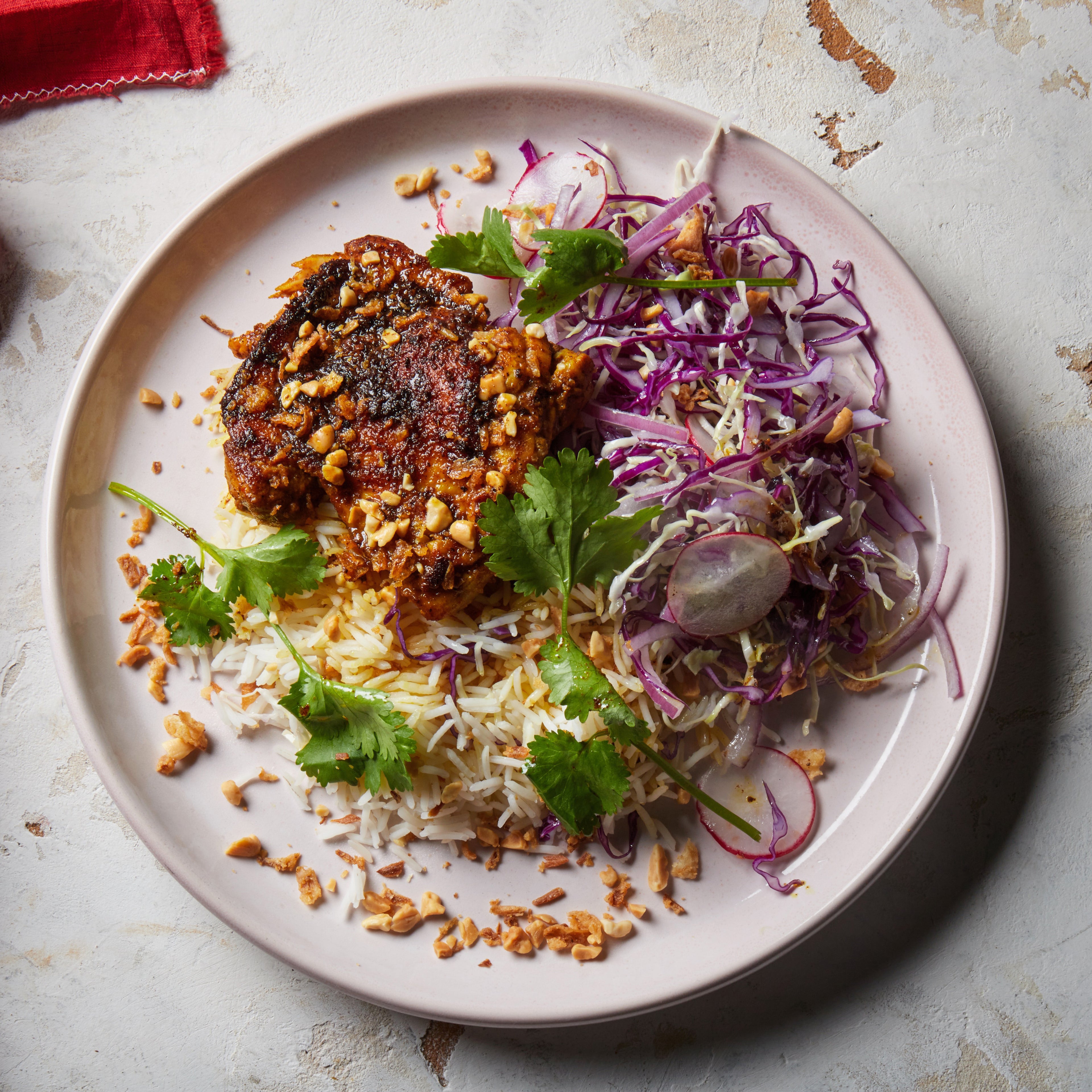 Turmeric & Lemongrass BBQ Chicken with Coconut Rice & Cabbage Salad